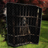 3D Illusion Straw Man Halloween Quilt Behind The Bars - Wonder Print Shop