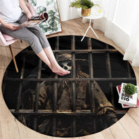 3D Illusion Straw Man Halloween Round Carpet Behind The Bars - Wonder Print Shop