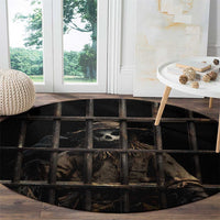 3D Illusion Straw Man Halloween Round Carpet Behind The Bars - Wonder Print Shop