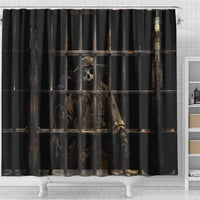 3D Illusion Straw Man Halloween Shower Curtain Behind The Bars - Wonder Print Shop
