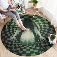 3D Illusion Ghost 3D Halloween Round Carpet Horror Retro Style - Wonder Print Shop