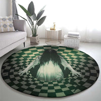 3D Illusion Ghost 3D Halloween Round Carpet Horror Retro Style - Wonder Print Shop