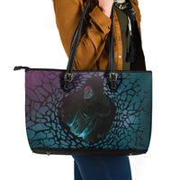 3D Illusion Witch Halloween Leather Tote Bag Dark Magic In The Cracks - Wonder Print Shop