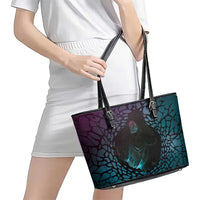 3D Illusion Witch Halloween Leather Tote Bag Dark Magic In The Cracks - Wonder Print Shop