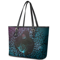 3D Illusion Witch Halloween Leather Tote Bag Dark Magic In The Cracks - Wonder Print Shop