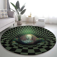 3D Illusion Clown Halloween Round Carpet Dark Style - Wonder Print Shop
