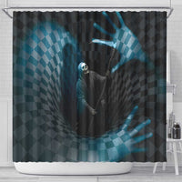 3D Illusion Death Halloween Shower Curtain Y2k Horror Retro Style - Wonder Print Shop