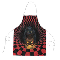 3D Illusion Cat Halloween Apron Horror Cartoon Style - Wonder Print Shop