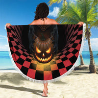 3D Illusion Cat Halloween Beach Blanket Horror Cartoon Style - Wonder Print Shop