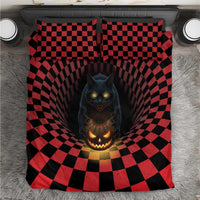 3D Illusion Cat Halloween Bedding Set Horror Cartoon Style DT05