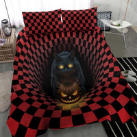 3D Illusion Cat Halloween Bedding Set Horror Cartoon Style DT05