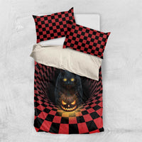 3D Illusion Cat Halloween Bedding Set Horror Cartoon Style DT05