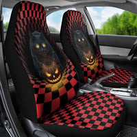 3D Illusion Cat Halloween Car Seat Cover Horror Cartoon Style DT05