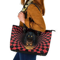 3D Illusion Cat Halloween Leather Tote Bag Horror Cartoon Style - Wonder Print Shop
