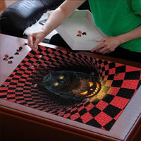 3D Illusion Cat Halloween Puzzle Horror Cartoon Style - Wonder Print Shop