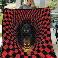 3D Illusion Cat Halloween Quilt Horror Cartoon Style - Wonder Print Shop