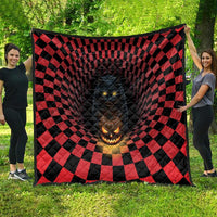 3D Illusion Cat Halloween Quilt Horror Cartoon Style - Wonder Print Shop