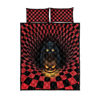 3D Illusion Cat Halloween Quilt Bed Set Horror Cartoon Style DT05