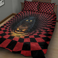 3D Illusion Cat Halloween Quilt Bed Set Horror Cartoon Style DT05