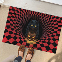 3D Illusion Cat Halloween Rubber Doormat Horror Cartoon Style - Wonder Print Shop