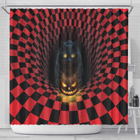 3D Illusion Cat Halloween Shower Curtain Horror Cartoon Style - Wonder Print Shop