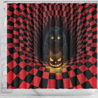 3D Illusion Cat Halloween Shower Curtain Horror Cartoon Style - Wonder Print Shop