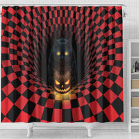 3D Illusion Cat Halloween Shower Curtain Horror Cartoon Style - Wonder Print Shop
