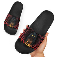 3D Illusion Cat Halloween Slide Sandals Horror Cartoon Style - Wonder Print Shop