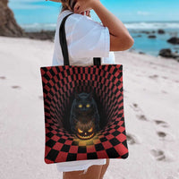 3D Illusion Cat Halloween Tote Bag Horror Cartoon Style - Wonder Print Shop