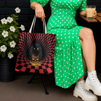 3D Illusion Cat Halloween Tote Bag Horror Cartoon Style - Wonder Print Shop
