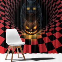 3D Illusion Cat Halloween Window Curtain Horror Cartoon Style - Wonder Print Shop