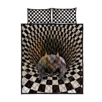 3D Illusion Bat Halloween Quilt Bed Set Horror Style DT05