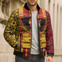 First Bulgarian Empire Bomber Puffer Jacket Slavic Patterns - Wonder Print Shop