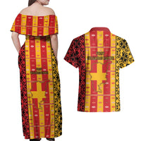 First Bulgarian Empire Couples Matching Off Shoulder Maxi Dress and Hawaiian Shirt Slavic Patterns - Wonder Print Shop