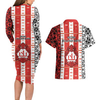 Second Bulgarian Empire Couples Matching Long Sleeve Bodycon Dress and Hawaiian Shirt Slavic Patterns - Wonder Print Shop