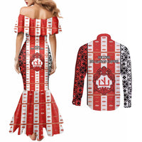 Second Bulgarian Empire Couples Matching Mermaid Dress and Long Sleeve Button Shirt Slavic Patterns - Wonder Print Shop