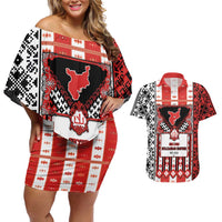 Second Bulgarian Empire Couples Matching Off Shoulder Short Dress and Hawaiian Shirt Slavic Patterns - Wonder Print Shop