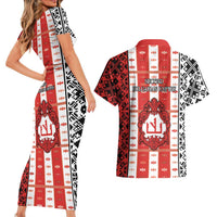 Second Bulgarian Empire Couples Matching Short Sleeve Bodycon Dress and Hawaiian Shirt Slavic Patterns - Wonder Print Shop