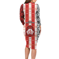 Second Bulgarian Empire Family Matching Long Sleeve Bodycon Dress and Hawaiian Shirt Slavic Patterns - Wonder Print Shop