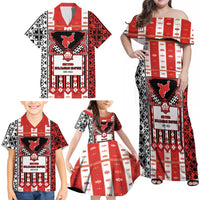 Second Bulgarian Empire Family Matching Off Shoulder Maxi Dress and Hawaiian Shirt Slavic Patterns - Wonder Print Shop