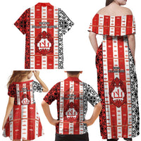 Second Bulgarian Empire Family Matching Off Shoulder Maxi Dress and Hawaiian Shirt Slavic Patterns - Wonder Print Shop