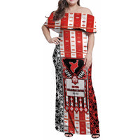 Second Bulgarian Empire Family Matching Off Shoulder Maxi Dress and Hawaiian Shirt Slavic Patterns - Wonder Print Shop