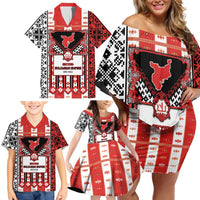 Second Bulgarian Empire Family Matching Off Shoulder Short Dress and Hawaiian Shirt Slavic Patterns - Wonder Print Shop