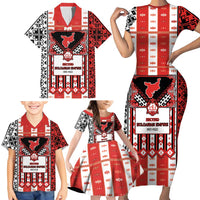 Second Bulgarian Empire Family Matching Short Sleeve Bodycon Dress and Hawaiian Shirt Slavic Patterns - Wonder Print Shop