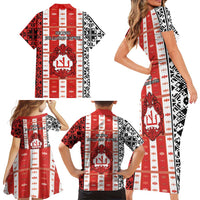 Second Bulgarian Empire Family Matching Short Sleeve Bodycon Dress and Hawaiian Shirt Slavic Patterns - Wonder Print Shop