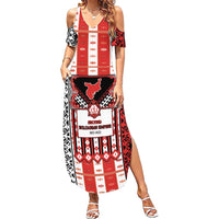 Second Bulgarian Empire Family Matching Summer Maxi Dress and Hawaiian Shirt Slavic Patterns - Wonder Print Shop
