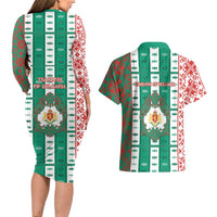 Tsardom Of Bulgaria Couples Matching Long Sleeve Bodycon Dress and Hawaiian Shirt Slavic Patterns - Wonder Print Shop