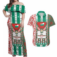 Tsardom Of Bulgaria Couples Matching Off Shoulder Maxi Dress and Hawaiian Shirt Slavic Patterns - Wonder Print Shop