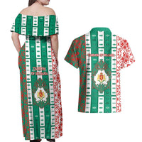 Tsardom Of Bulgaria Couples Matching Off Shoulder Maxi Dress and Hawaiian Shirt Slavic Patterns - Wonder Print Shop