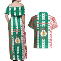 Tsardom Of Bulgaria Couples Matching Off Shoulder Maxi Dress and Hawaiian Shirt Slavic Patterns - Wonder Print Shop